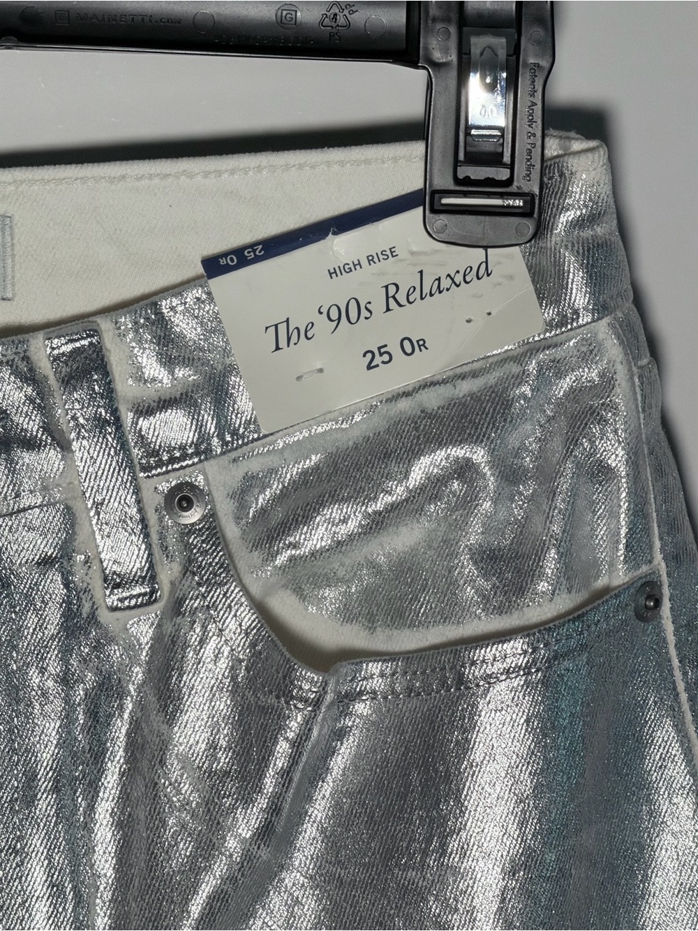 NWT Abercrombie & Fitch The 90s Relaxed High Rise Jean Metallic Silver Size 25 0 - Picture 4 of 10